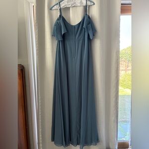 Chic Blue Maxi Dress with Ruffle Sleeves